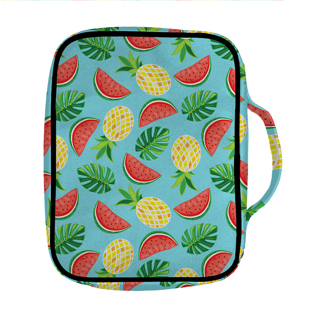 Tropical Watermelon And Pineapple Print Front Pocket Bible Bag