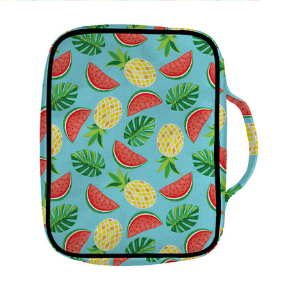 Tropical Watermelon And Pineapple Print Front Pocket Bible Bag