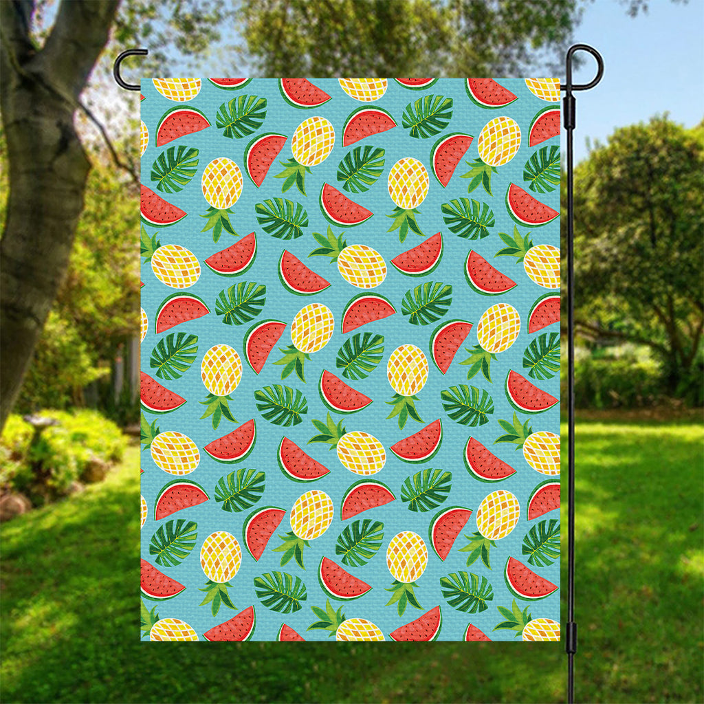 Tropical Watermelon And Pineapple Print Garden Flag