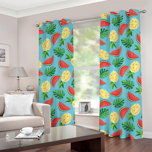 Tropical Watermelon And Pineapple Print Grommet Curtains