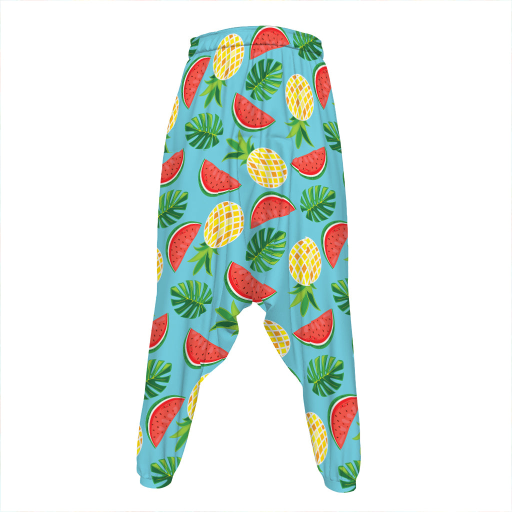 Tropical Watermelon And Pineapple Print Hammer Pants