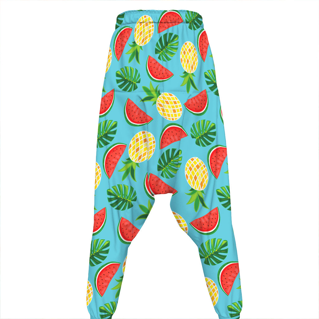 Tropical Watermelon And Pineapple Print Hammer Pants