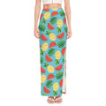 Tropical Watermelon And Pineapple Print High Slit Maxi Skirt