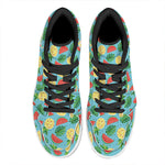 Tropical Watermelon And Pineapple Print High Top Leather Sneakers