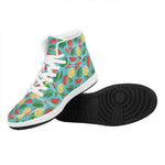 Tropical Watermelon And Pineapple Print High Top Leather Sneakers