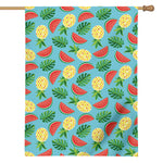 Tropical Watermelon And Pineapple Print House Flag