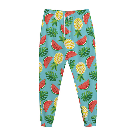 Tropical Watermelon And Pineapple Print Jogger Pants