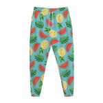 Tropical Watermelon And Pineapple Print Jogger Pants