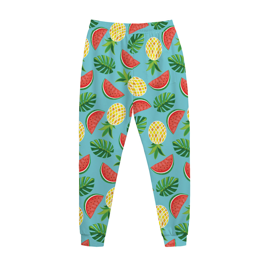 Tropical Watermelon And Pineapple Print Jogger Pants