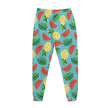 Tropical Watermelon And Pineapple Print Jogger Pants