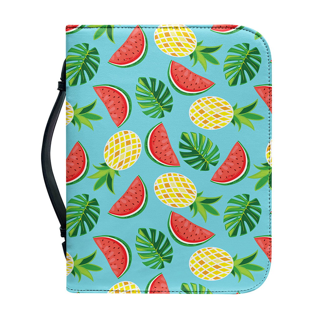 Tropical Watermelon And Pineapple Print Leather Bible Cover