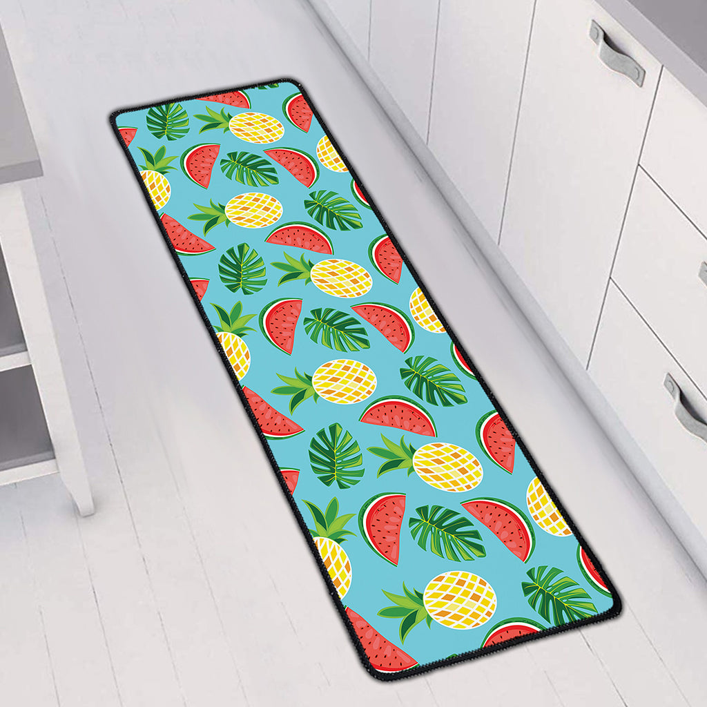 Tropical Watermelon And Pineapple Print Long Kitchen Mat