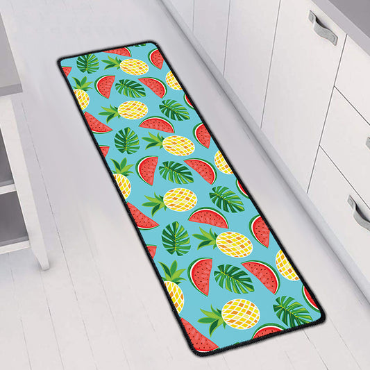 Tropical Watermelon And Pineapple Print Long Kitchen Mat