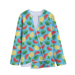 Tropical Watermelon And Pineapple Print Long Sleeve Short Coat