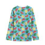 Tropical Watermelon And Pineapple Print Long Sleeve Short Coat
