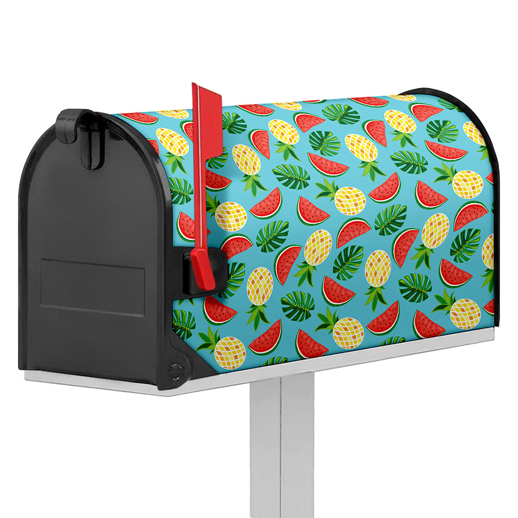 Tropical Watermelon And Pineapple Print Mailbox Cover
