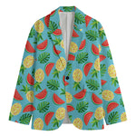 Tropical Watermelon And Pineapple Print Men's Blazer