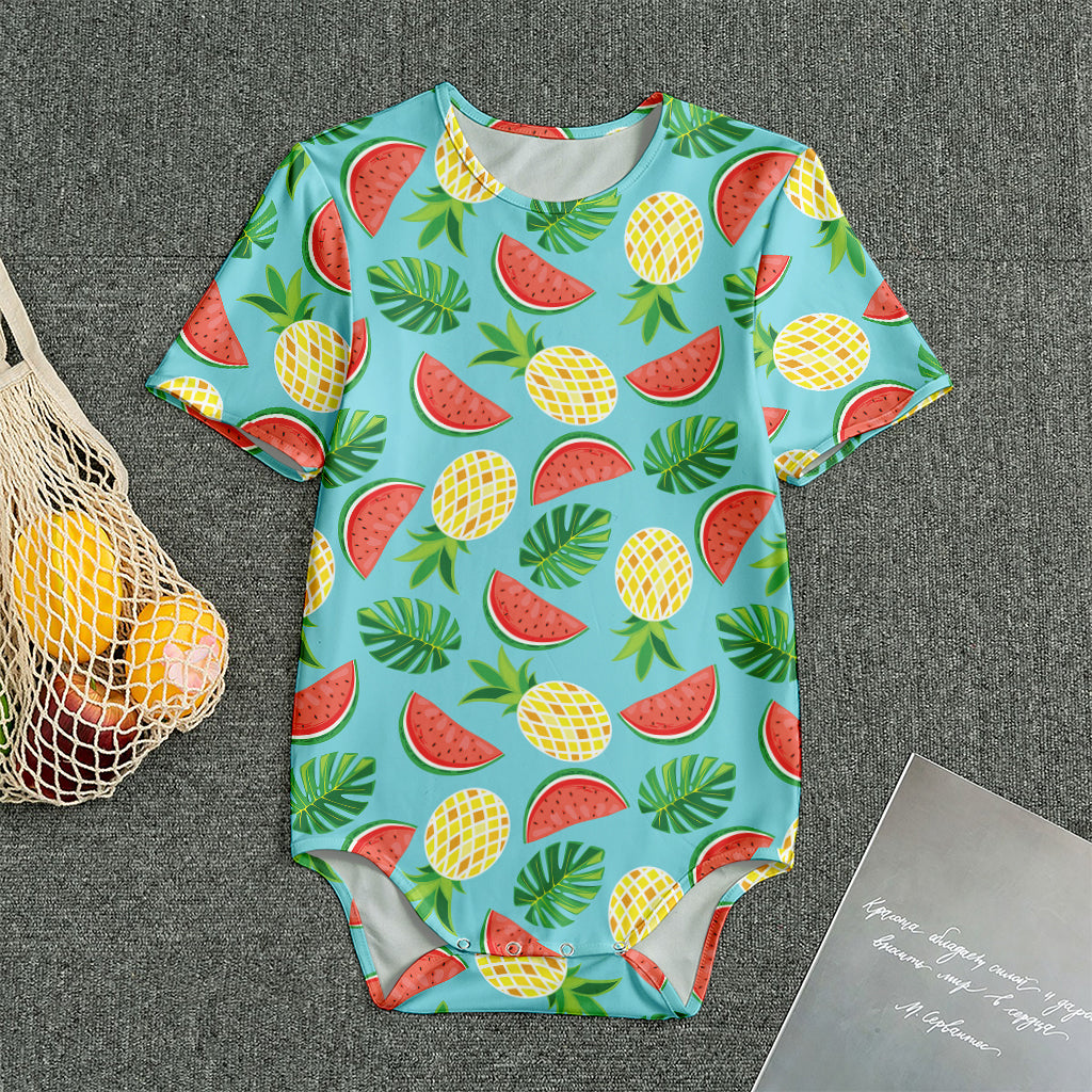 Tropical Watermelon And Pineapple Print Men's Bodysuit