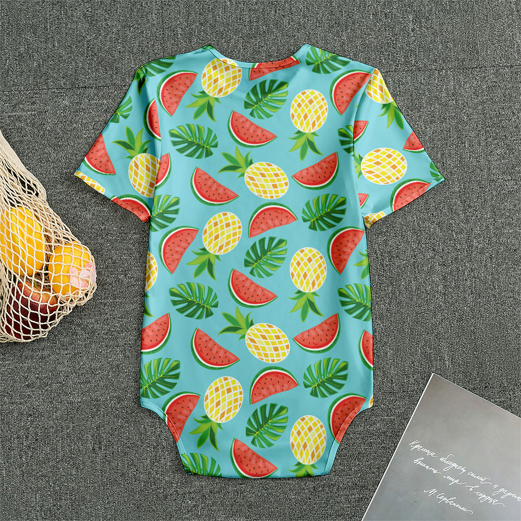Tropical Watermelon And Pineapple Print Men's Bodysuit
