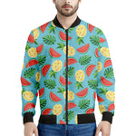 Tropical Watermelon And Pineapple Print Men's Bomber Jacket