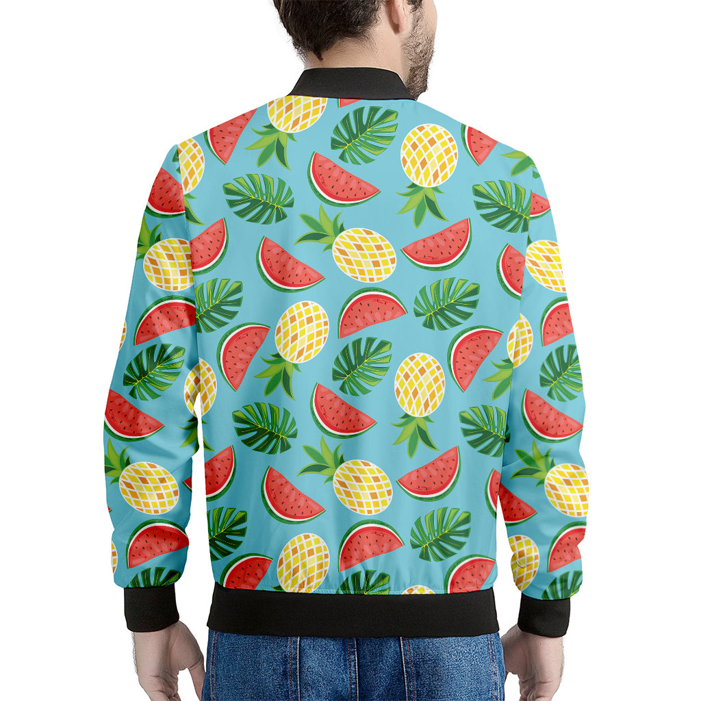 Tropical Watermelon And Pineapple Print Men's Bomber Jacket