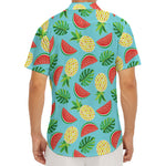 Tropical Watermelon And Pineapple Print Men's Deep V-Neck Shirt