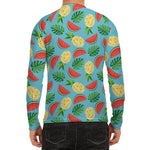Tropical Watermelon And Pineapple Print Men's Long Sleeve Rash Guard