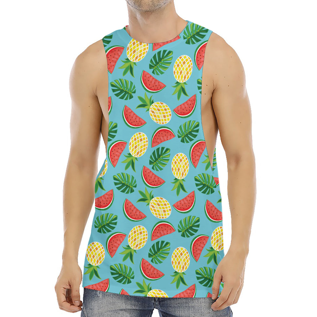 Tropical Watermelon And Pineapple Print Men's Muscle Tank Top
