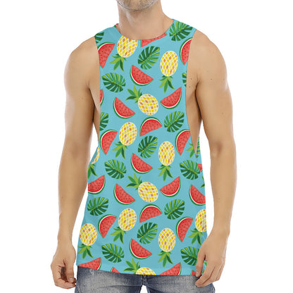 Tropical Watermelon And Pineapple Print Men's Muscle Tank Top