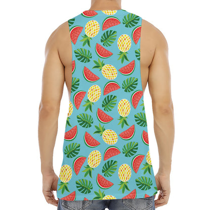 Tropical Watermelon And Pineapple Print Men's Muscle Tank Top