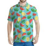 Tropical Watermelon And Pineapple Print Men's Polo Shirt