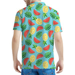 Tropical Watermelon And Pineapple Print Men's Polo Shirt