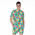 Tropical Watermelon And Pineapple Print Men's Romper