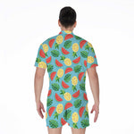 Tropical Watermelon And Pineapple Print Men's Rompers
