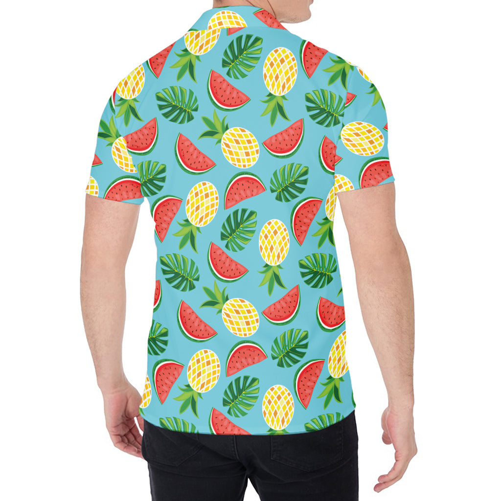 Tropical Watermelon And Pineapple Print Men's Shirt