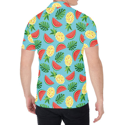 Tropical Watermelon And Pineapple Print Men's Shirt
