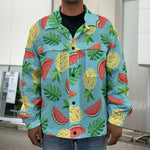 Tropical Watermelon And Pineapple Print Men's Shirt Jacket