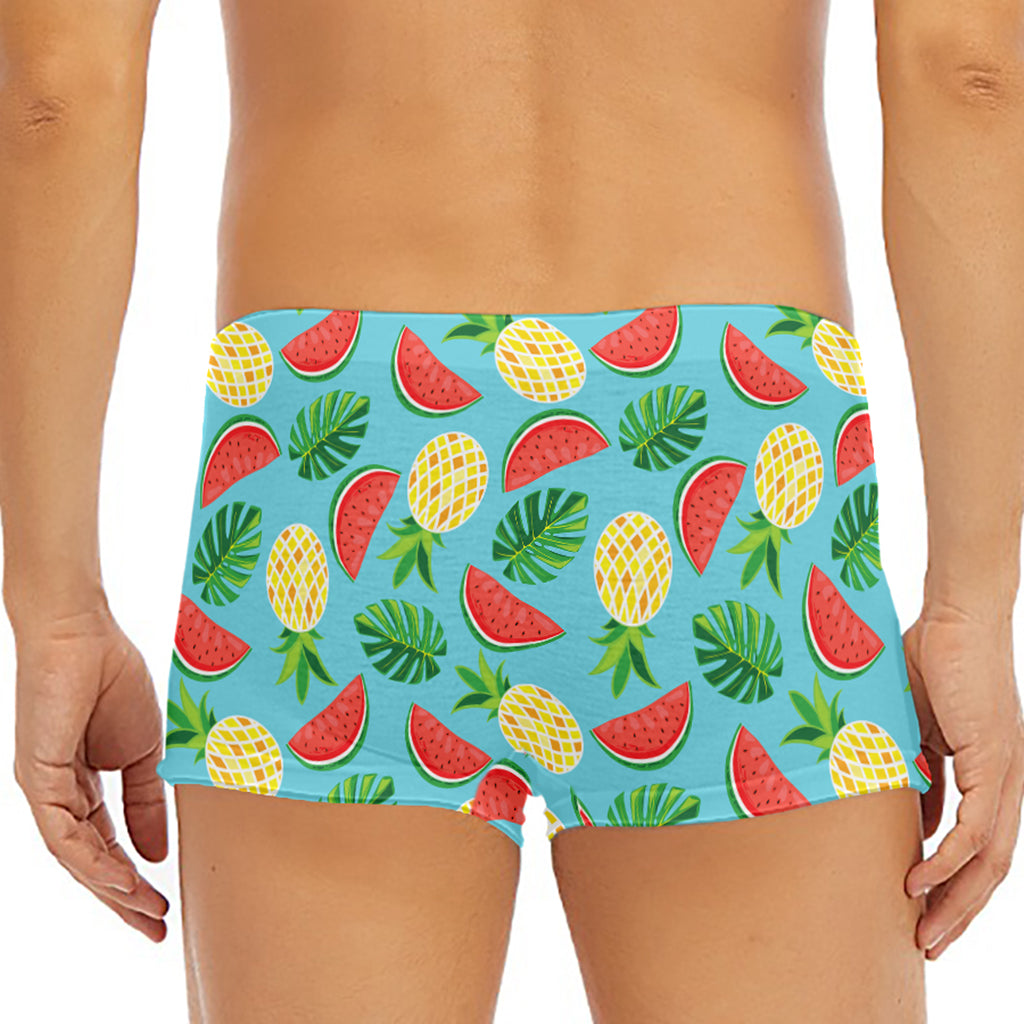Tropical Watermelon And Pineapple Print Men's Short Boxer Briefs
