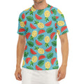 Tropical Watermelon And Pineapple Print Men's Short Sleeve Rash Guard
