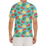 Tropical Watermelon And Pineapple Print Men's Short Sleeve Rash Guard