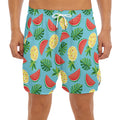 Tropical Watermelon And Pineapple Print Men's Split Running Shorts