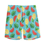 Tropical Watermelon And Pineapple Print Men's Sports Shorts