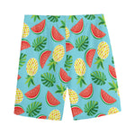 Tropical Watermelon And Pineapple Print Men's Sports Shorts
