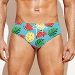 Tropical Watermelon And Pineapple Print Men's Swim Briefs