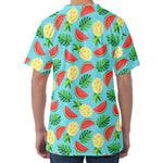 Tropical Watermelon And Pineapple Print Men's Velvet T-Shirt