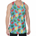 Tropical Watermelon And Pineapple Print Men's Velvet Tank Top