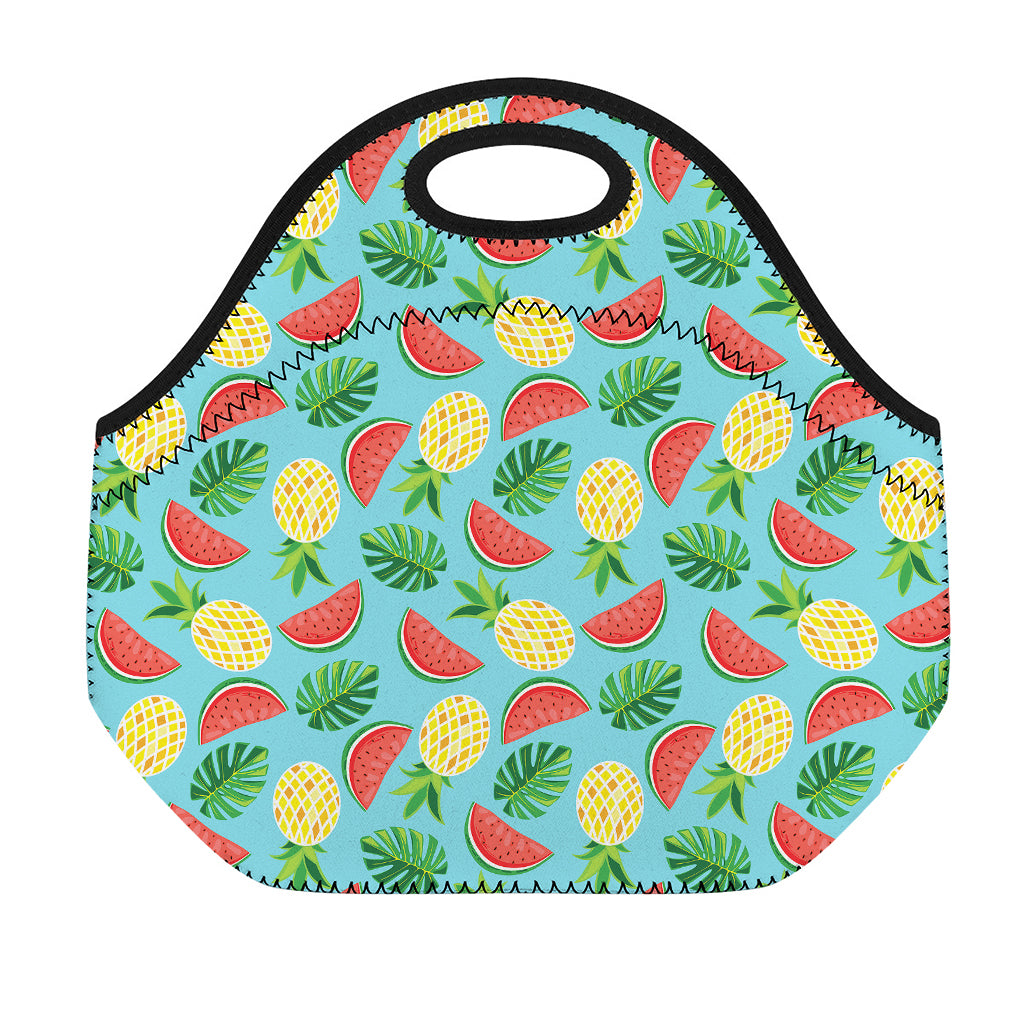 Tropical Watermelon And Pineapple Print Neoprene Lunch Bag