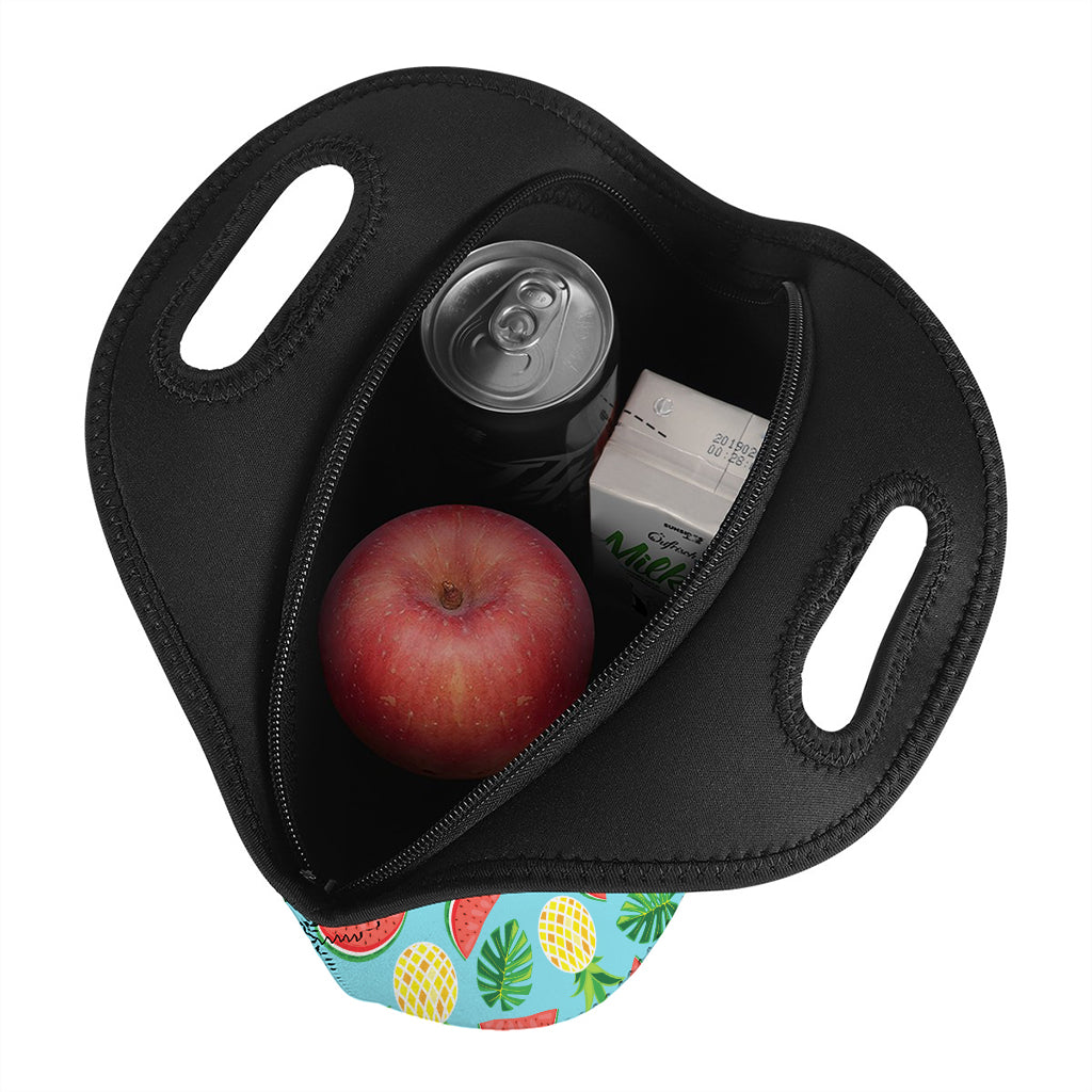 Tropical Watermelon And Pineapple Print Neoprene Lunch Bag