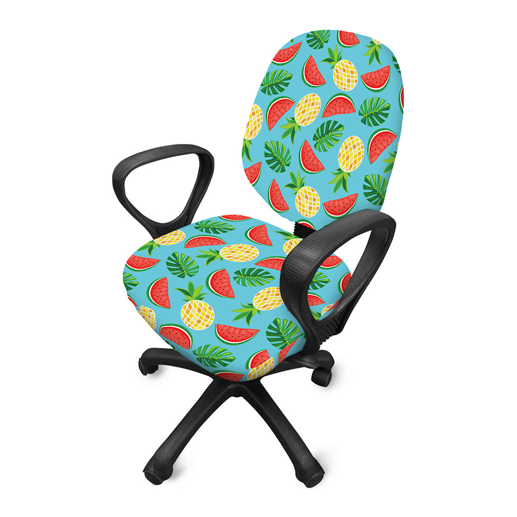Tropical Watermelon And Pineapple Print Office Chair Cover