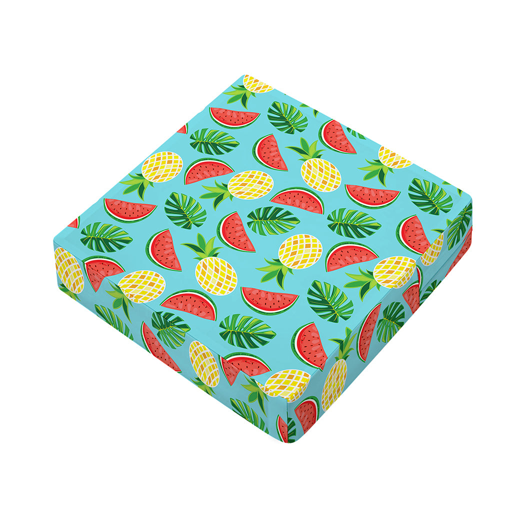 Tropical Watermelon And Pineapple Print Outdoor Seat Cushion Cover